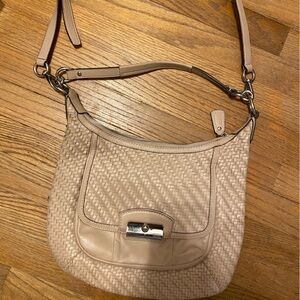 Coach Woven Leather Hobo Bag in Taupe